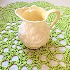 Belleek Irish Lotus Creamer 3” Ivory w Yellow Luster 6th Mark 1960s Vintage