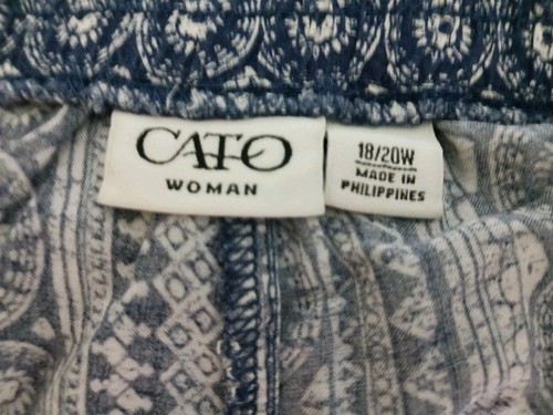 Short femme Cato taille 18 20W bleu blanc cassé motifs à enfiler bordure élastique à la taille - Photo 12/14