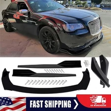 For Chrysler 300 15-2022 Glossy Black Front Bumper Lip Spoiler Splitter Body Kit