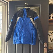 Columbia Full Zip Hooded Windbreaker Jacket Blue  Black youth 18/20