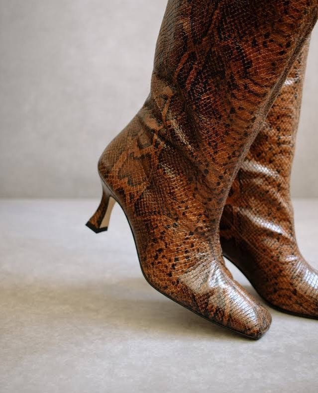 Alohas Python Print Knee High Billy Leather Boots… - image 2