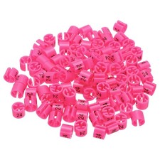 100 Pack Clothes Hanger Marker Number 24 Size Tag Fit 3mm Rod Rose Red