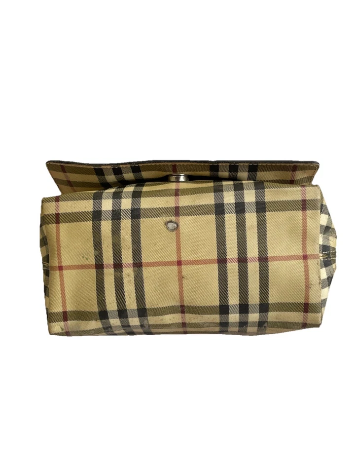 AS# Burberry London Nova Check Shoulder Bag Beige Black Leather Trim Crossbody - Image 4 of 4