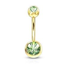 Double Press Fit Jeweled Gold IP over 316L surgical Steel Belly Button Rings