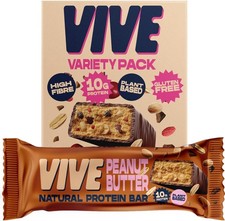 Image of Vive Vegan Protein Bars Variety Pack – Dark Chocolate Coated Salted Caramel, 