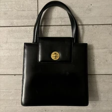 BVLGARI logo 2WAY Bag Shoulder Bag Crossbody Hand Bag Leather Black/Gold