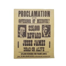 Jesse Frank James Wanted Outlaw Poster Western Decor Parchment Paper Wall Art Ad