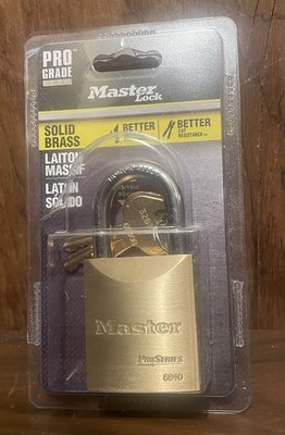 MASTER LOCK Pro Series 6840 Solid Brass Padlock High Security - 2 Keys - NEW