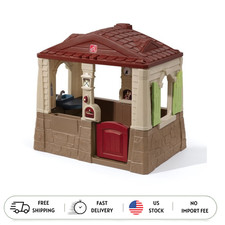 Step2 Neat & Tidy Cottage II Kids Outdoor Playhouse &ndash; Brown