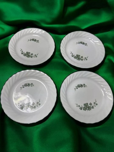 "Juego de 4 platos de ensalada Corelle Callaway Swirl Rim Green Ivy Swirl Rim usados en excelente estado" - Imagen 1 de 9