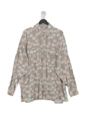 Acne Studios Herren Hemd M grau geblümt 100% Baumwolle Basic