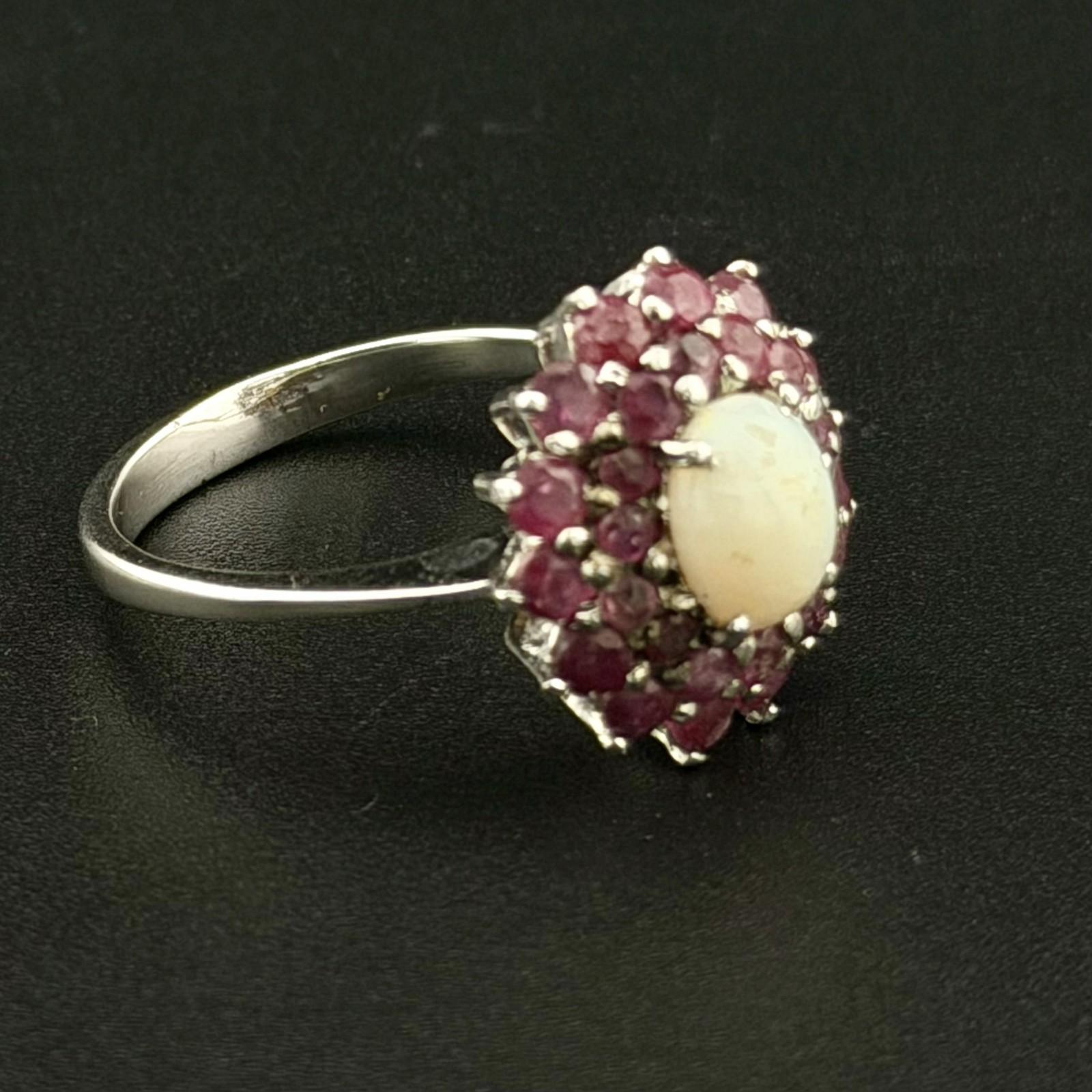 WHITE OPAL RUBY RING STERLING SILVER RING - 1CT R… - image 6