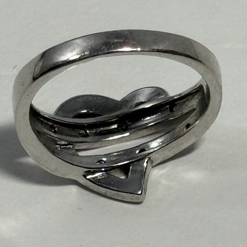 Sterling Silver 925 Open Heart CZ Ring Size 8.5 - Picture 11 of 12