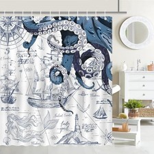 Nautical Octopus Shower Curtain Nautical Sailboat Octopus Bathroom Shower