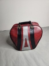 Vintage 80s Brunswick Don Carter Bowling Bag Red Black Vinyl Double Handles