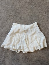 FOREVER 21 Ruffle Flare Short Skirt White Viscose Lined Lightweight Size S