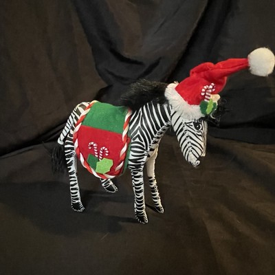 Annalee 7  Candy Cane Christmas Zebra in Santa Hat Doll 2007 #808607