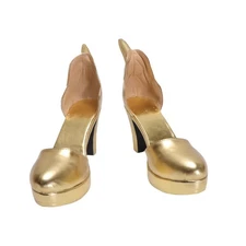 Game ZZZ Zenless Zone Zero Burnice Whita High Heels Shoes PU Gold Sandal Cosplay