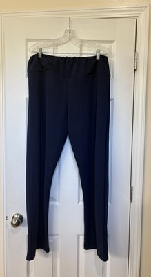 24Seven Comfort Apparel 2X Navy Pull On Pants No Pockets Elastic Waist NWT