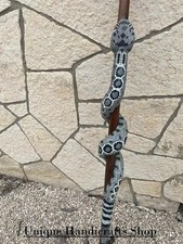 Hand carved snake design wooden walking stick for men women walking cane gift Q7
