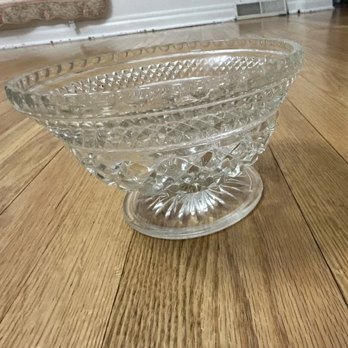 Anchor Hocking Vintage 1960's Footed Depression Glass Bowl Wexford Pattern