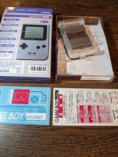 GameBoy Pocket argento Nintendo console gioco e scatola japan con scheda madre gialla!! - Foto 5 di 6