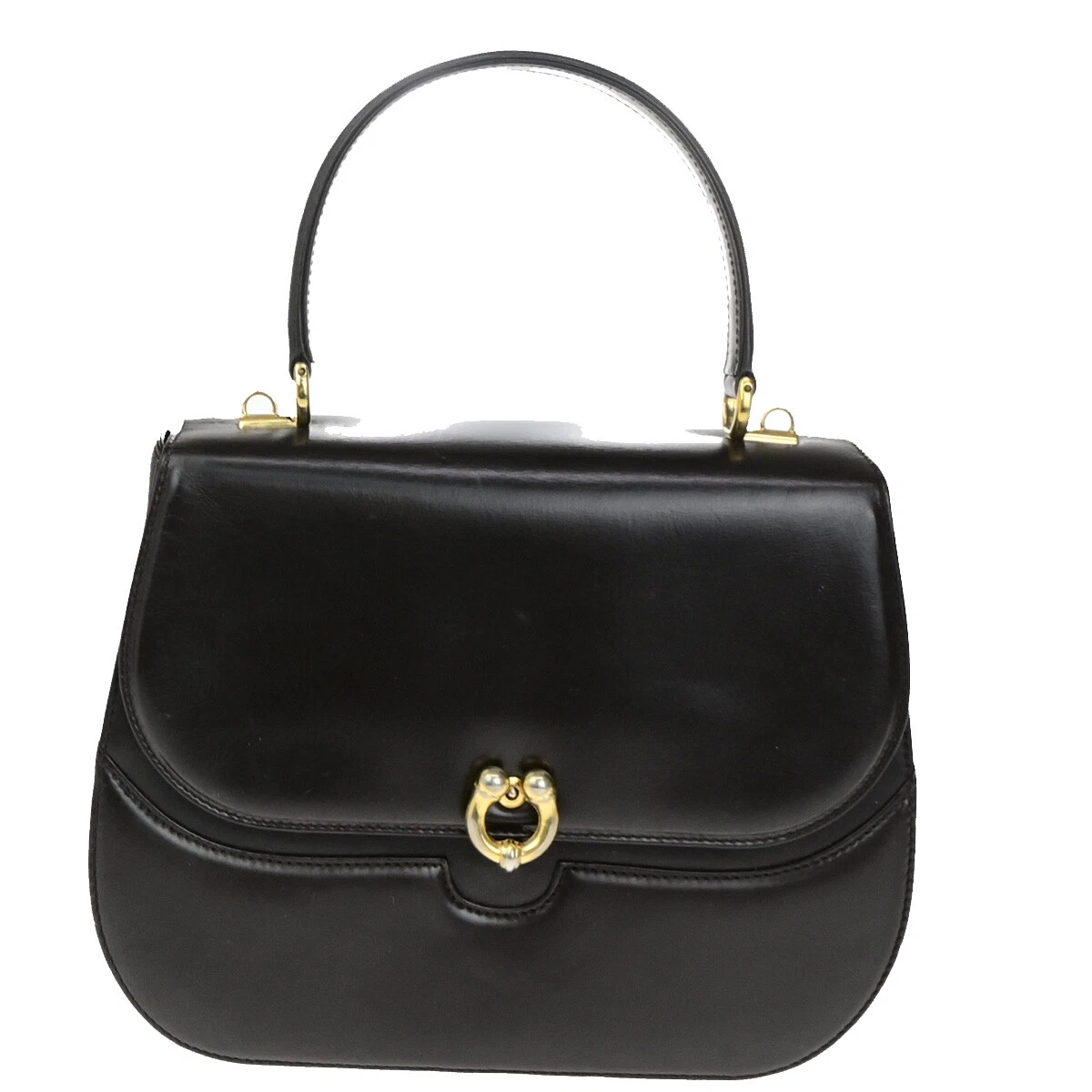 Sac à main en cuir marron GUCCI logo chaussure cheval GHW Italie 62YG287