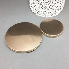 Vintage Compact Lot 2 Round 4" & 2.75" Brass Plain NO Mirror or Puff Gold Tone