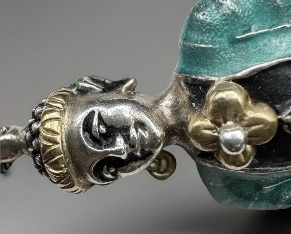 Colgante de Buda vintage BARBARA BIXBY de plata esterlina esmaltada y detalles de oro de 18 quilates Foto 4 de 4