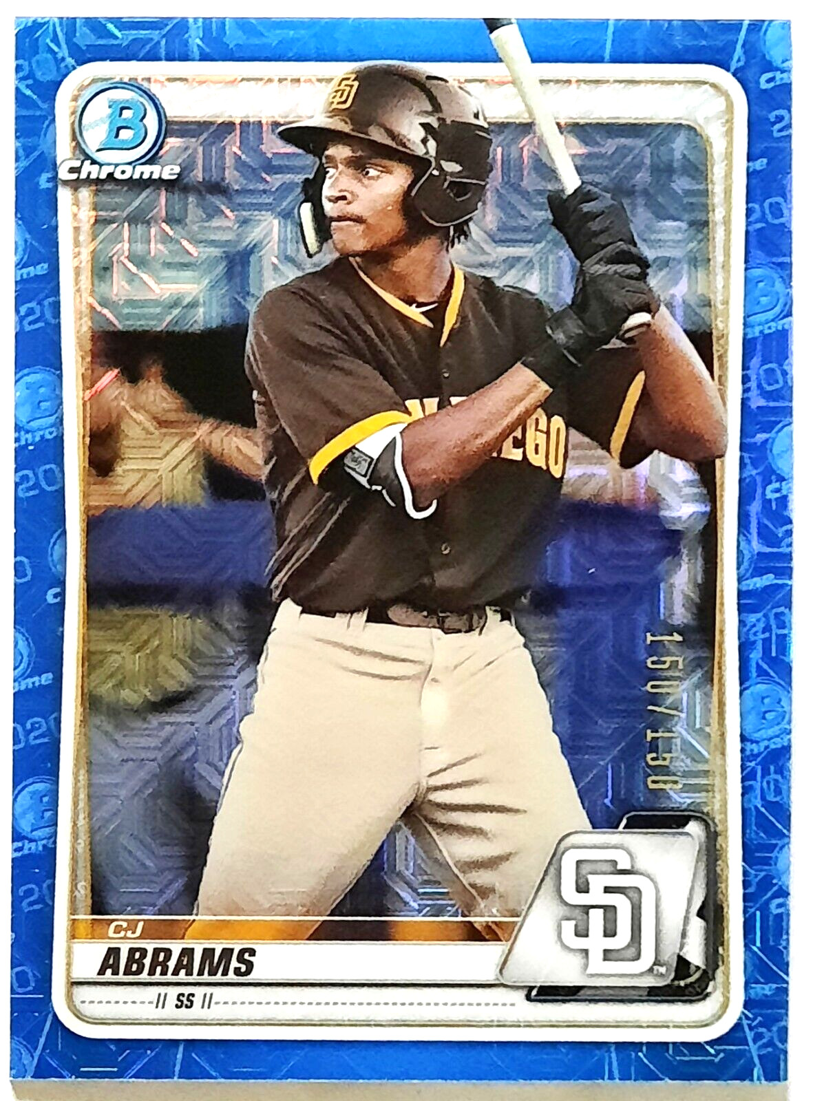 CJ Abrams 2020 Bowman Chrome #BCP-62 Blue Mojo Refractor SP# 150/150 - Nationals