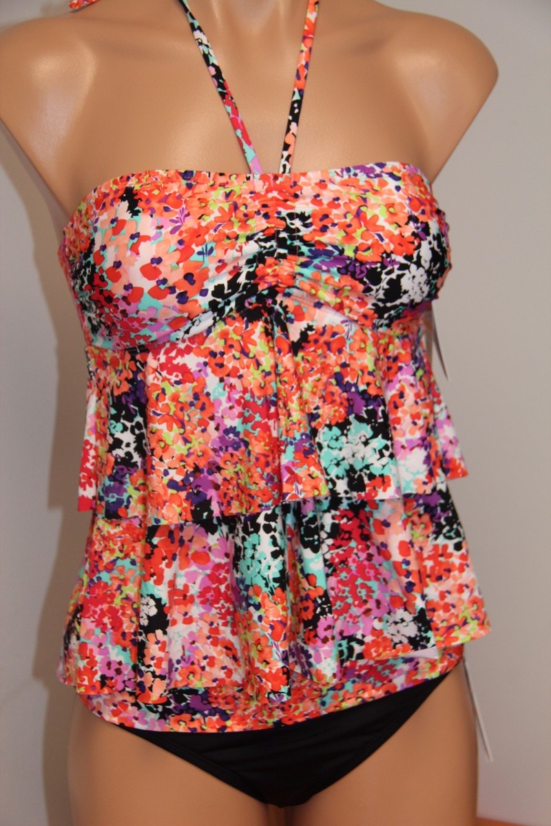 NWT Kenneth Cole Reaction Swimsuit Tankini 2pc Set Sz S MUL