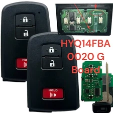 2 for 2012-2019  Toyota Prius C Smart Remote Key Fob  HYQ14FBA 281451-0020 G