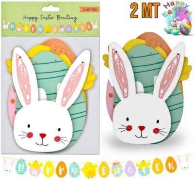 Frohe Ostern Banner/Deko/Girlande/Wimpelkette, Hasen Muster Party/Requisite - 2MT