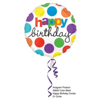 Happy Birthday! Weiße süße Party Punkte Motiv Folienballon 18'' Anagramm Neu