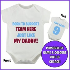 Personalised Football Born to Love Custom Baby Name Vest Baby Grow Bodysuit