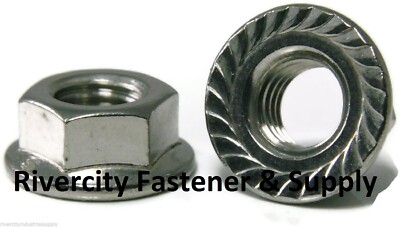 12-24 Stainless Hex Serrated Flange Nuts 12/24 Nuts #12 x 24 Flare Lock Nut