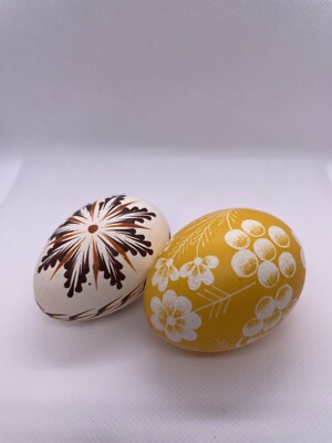 Set Of Two Vintage Hand Painted Ester Egg