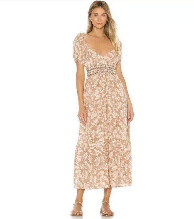 Free People Cottagecore Y2K  Ellie Printed Puffed Sleeve Casual Size S A007035 image 4