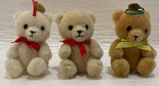 Vintage 1985  R. DAKIN  CO. Jointed TEDDY BEAR ORNAMENTS  3 3/4"  SET OF 3