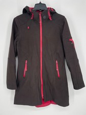 Ilse Jacobsen Women's M/38 Hornbaek Long Jacket Raincoat Red Brown Hood Full Zip