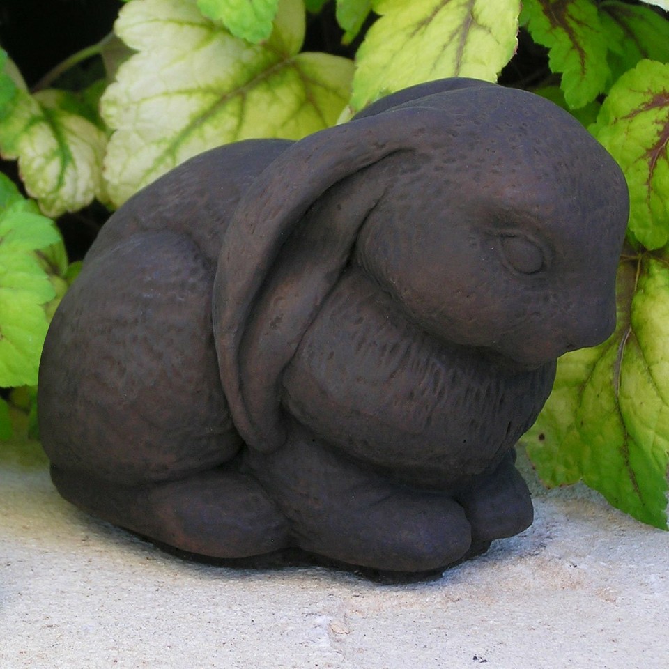 Cast Stone Cement Lop Ear Bunny Rabbit Concrete Outdoor Garden Statue ...