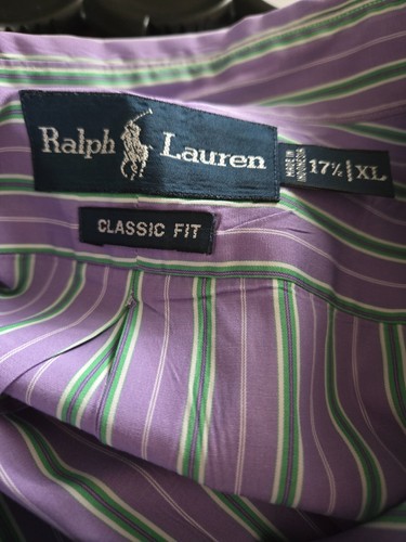 Camicia a maniche lunghe abbottonate Ralph Lauren taglia 17,5 XL viola/verde - Foto 19 di 19