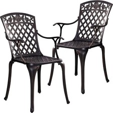 2 Cast Aluminum Outdoor Bistro Chairs Garden Patio Dining Set