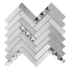 Brushed Nickle Stainless Steel Metallic Metal Swirling Mosaic Tile Backsplash