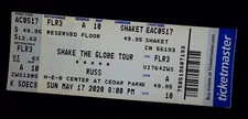 Russ Concert Show Ticket Stub H-E-B Center Cedar Park Shake Globe Tour 5/17/2020