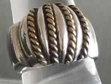 VTG MODERNIST STERLING SILVER TAXCO BRASS ROPE ACCENT RING SZ 7