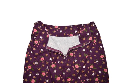 Vintage Skirt Suit Womens S Purple Floral 2 Piece Long Sleeve Double Breasted - Picture 11 of 12