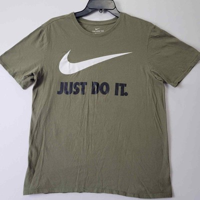 white and olive green nike shirt