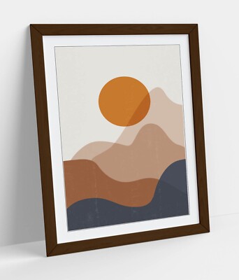 BOHO ABSTRAKT MINIMALISTISCH SONNENUNTERGANG - GERAHMTES KUNSTBILD PAPIERDRUCK
