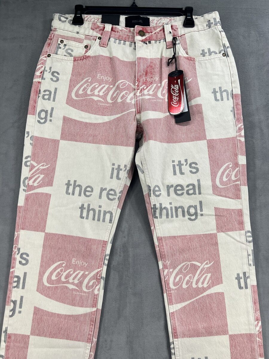 Free People Rollas Relaxo Chop Coca Cola Printed Jeans Size 30 Straight  Jeans